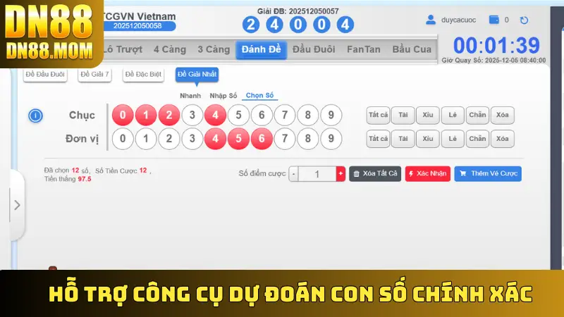 Hỗ trợ công cụ dự đoán con số chính xác