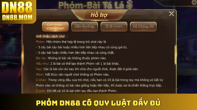 Phỏm DN88 có quy luật đầy đủ